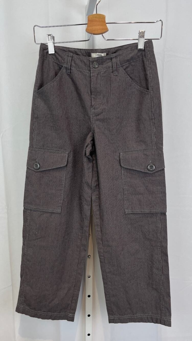 TEA COLLECTION Kids Size 8 Striped Cargo Pants Wide Leg Woven Cotton Gray Red
